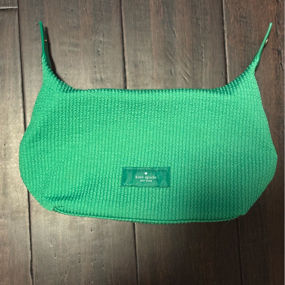 Kate Spade Vibrant Green Textured Clutch/ cosmetic bag